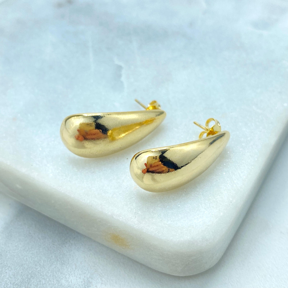 18k Gold Filled Gold Dome Earrings, Vintage Drop Shape Earrings, Teardrop Shape Earrings, Dainty Taer Earrings, Wholesale Jewelry