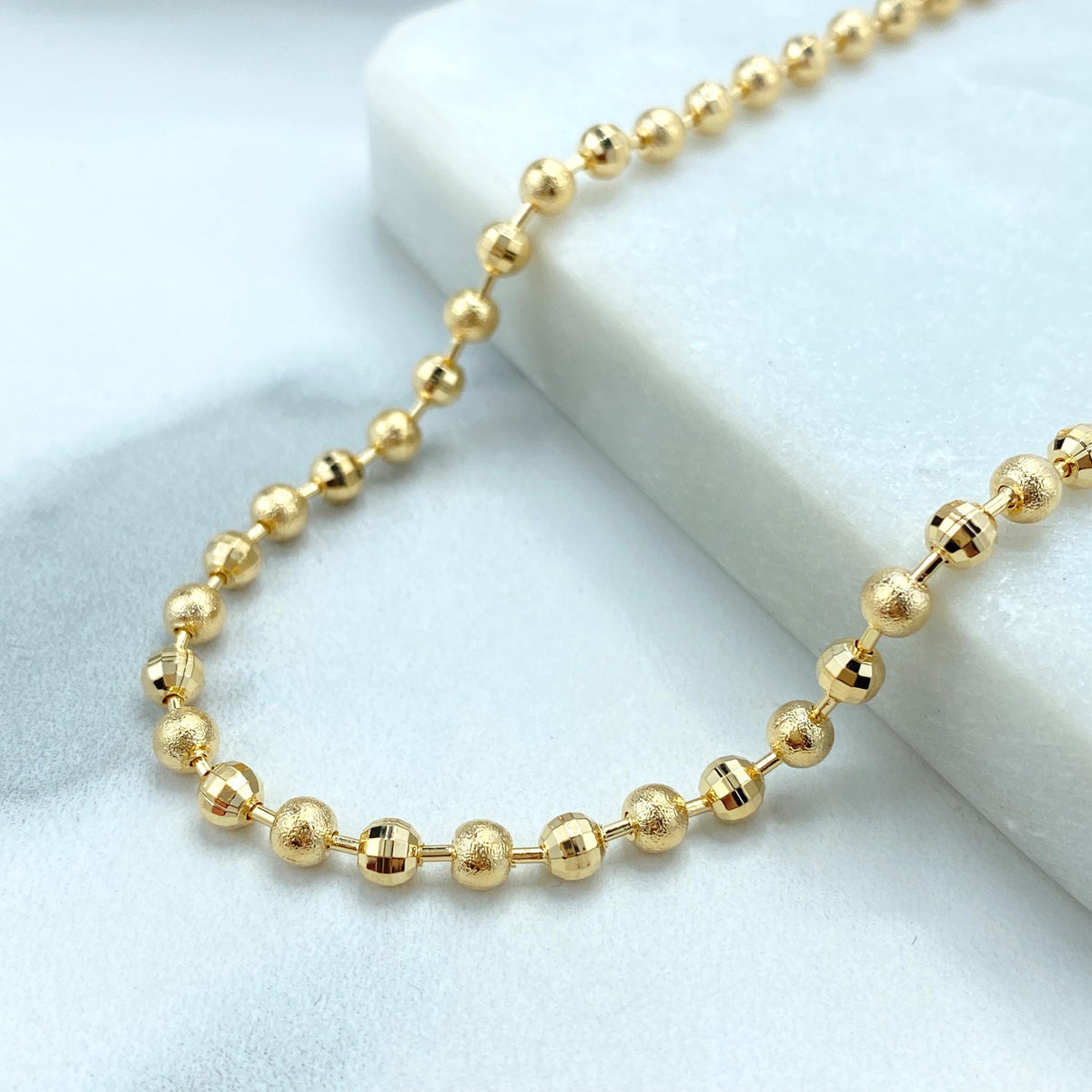 18k Gold Filled Textured Ball Beads Chain, Bracelet or Anklet, Buy as a SET or Individually, DIY Textured Beaded Chain, Wholesale Jewelry
