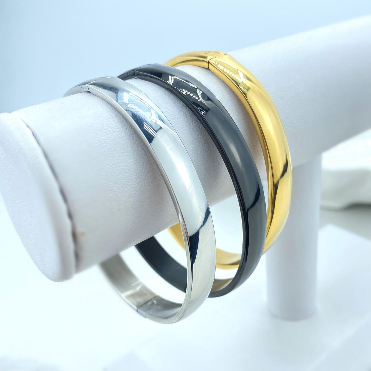 Stainless Steel Silver, Gold or Black Round Cuff Bangle Bracelet, Open Bangles Bracelet, DIY Bangle Gift, Unisex Bracelet, Wholesale Jewelry
