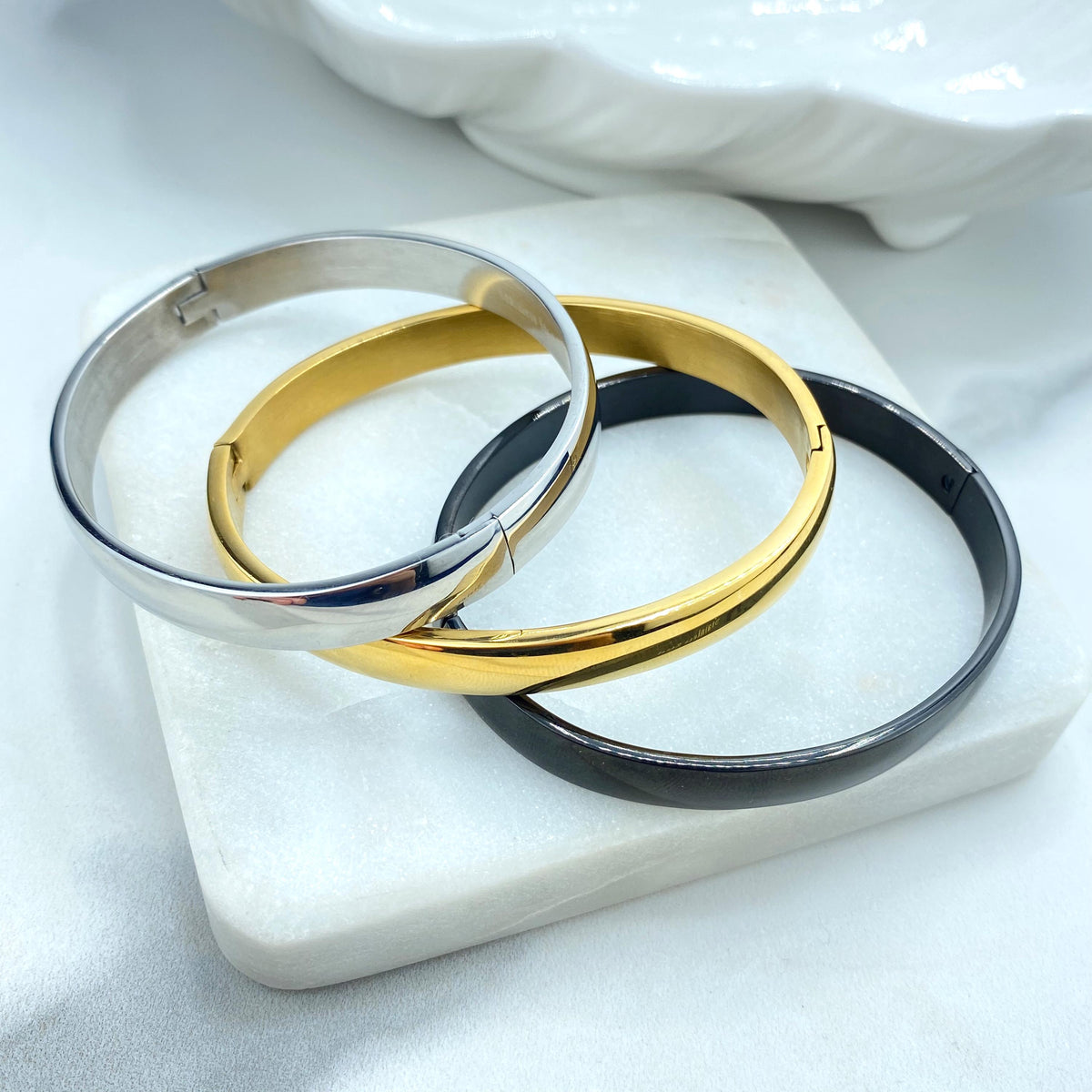 Stainless Steel Silver, Gold or Black Round Cuff Bangle Bracelet, Open Bangles Bracelet, DIY Bangle Gift, Unisex Bracelet, Wholesale Jewelry