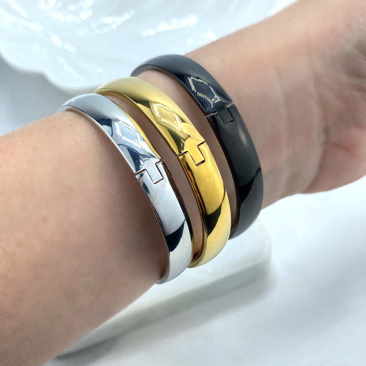 Stainless Steel Silver, Gold or Black Round Cuff Bangle Bracelet, Open Bangles Bracelet, DIY Bangle Gift, Unisex Bracelet, Wholesale Jewelry