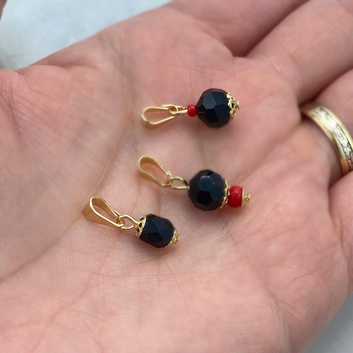 18k Gold Filled Azabache Charm, Three different Charm designs, Protection against the Evil Eye Charm, Azabache Pendant, Wholesale Jewelry