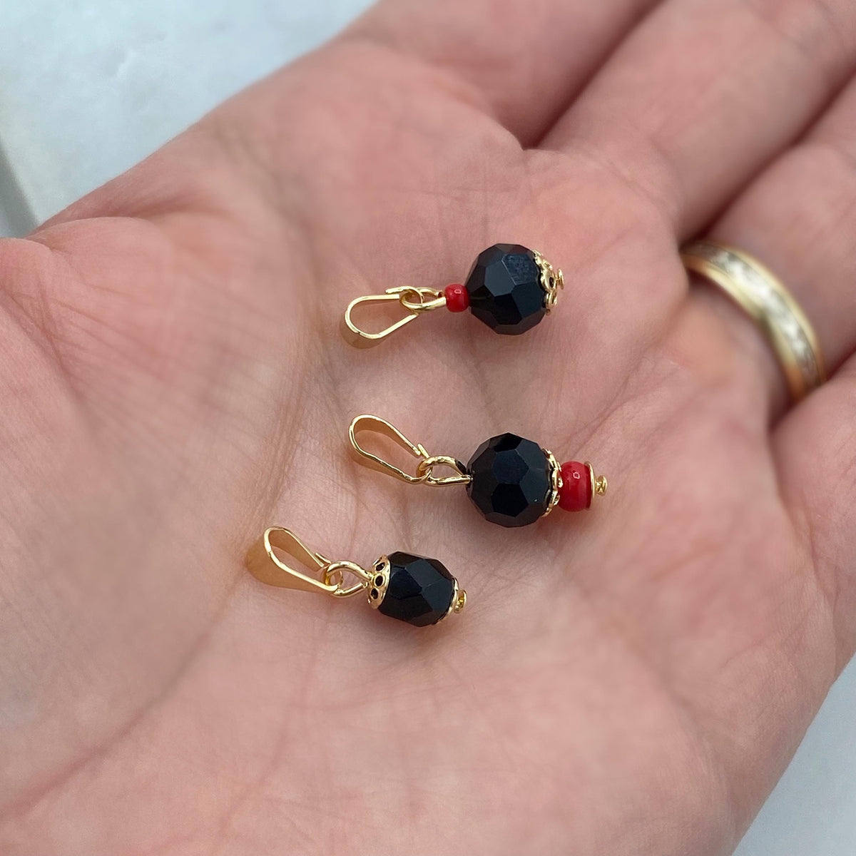 18k Gold Filled Azabache Charm, Three different Charm designs, Protection against the Evil Eye Charm, Azabache Pendant, Wholesale Jewelry
