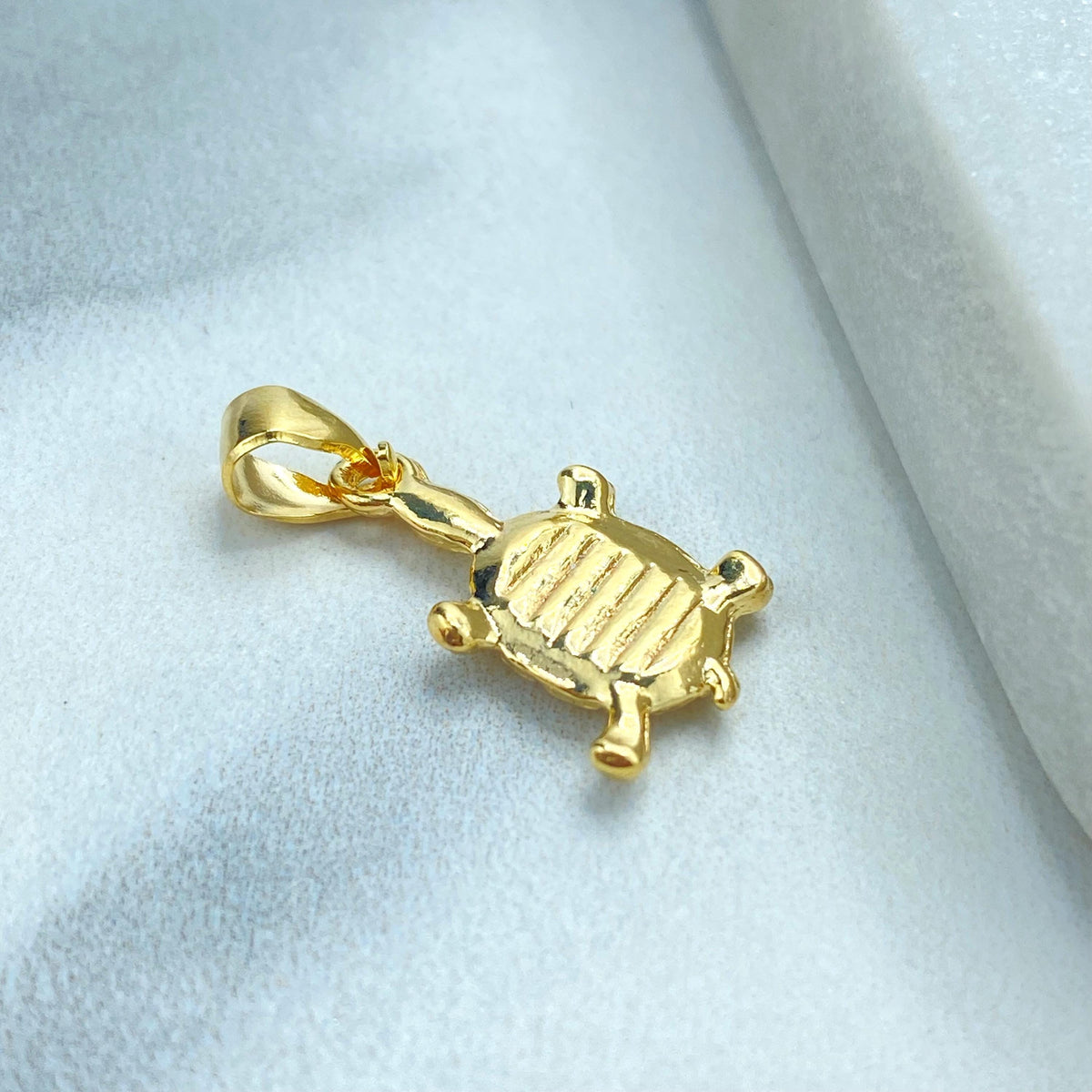 18k Gold-Filled Turtle Charm with Textured Shell Design, Symbolizing Longevity and Wisdom, For DIY Jewelry Creations, Wholesale Jewelry