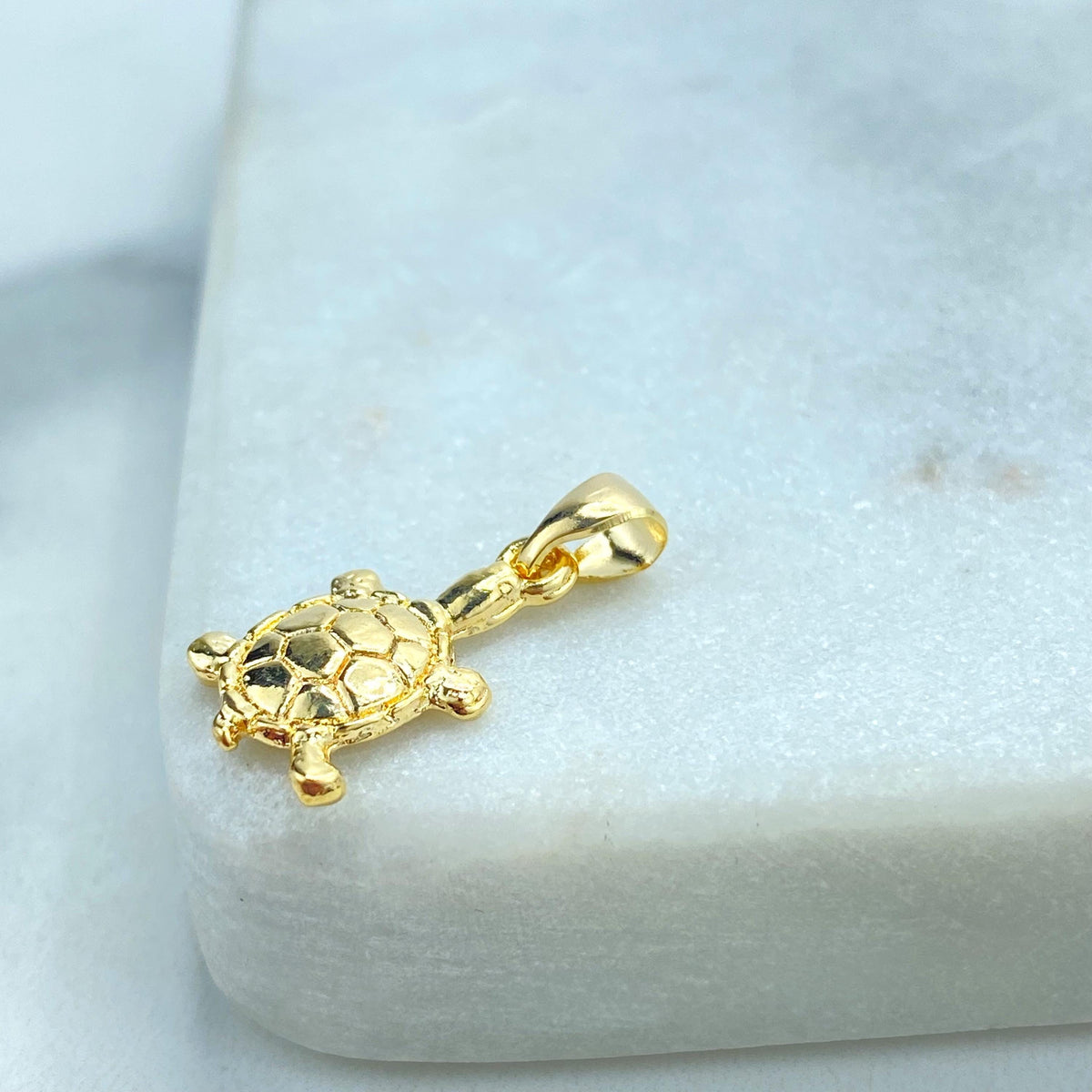 18k Gold-Filled Turtle Charm with Textured Shell Design, Symbolizing Longevity and Wisdom, For DIY Jewelry Creations, Wholesale Jewelry