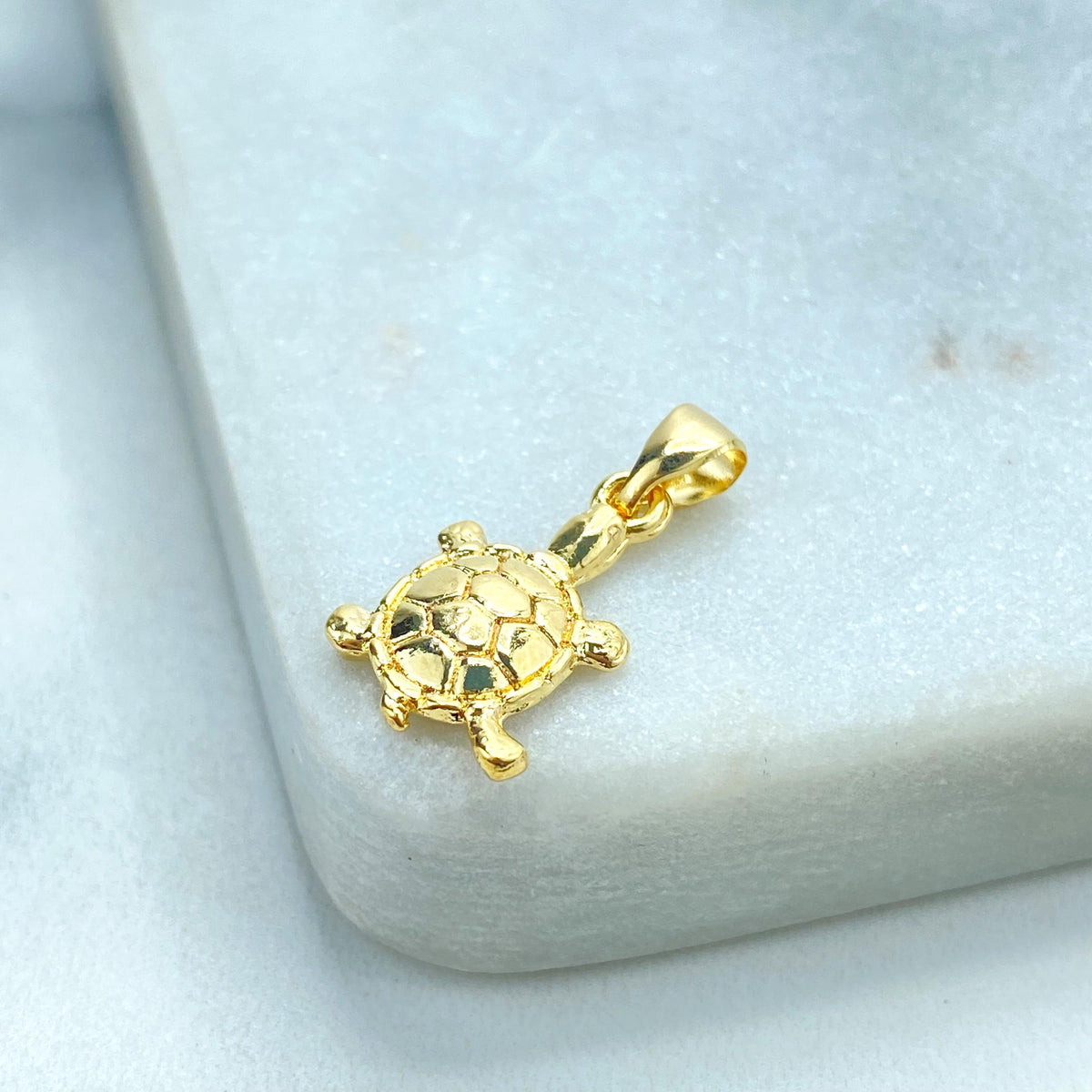 18k Gold-Filled Turtle Charm with Textured Shell Design, Symbolizing Longevity and Wisdom, For DIY Jewelry Creations, Wholesale Jewelry