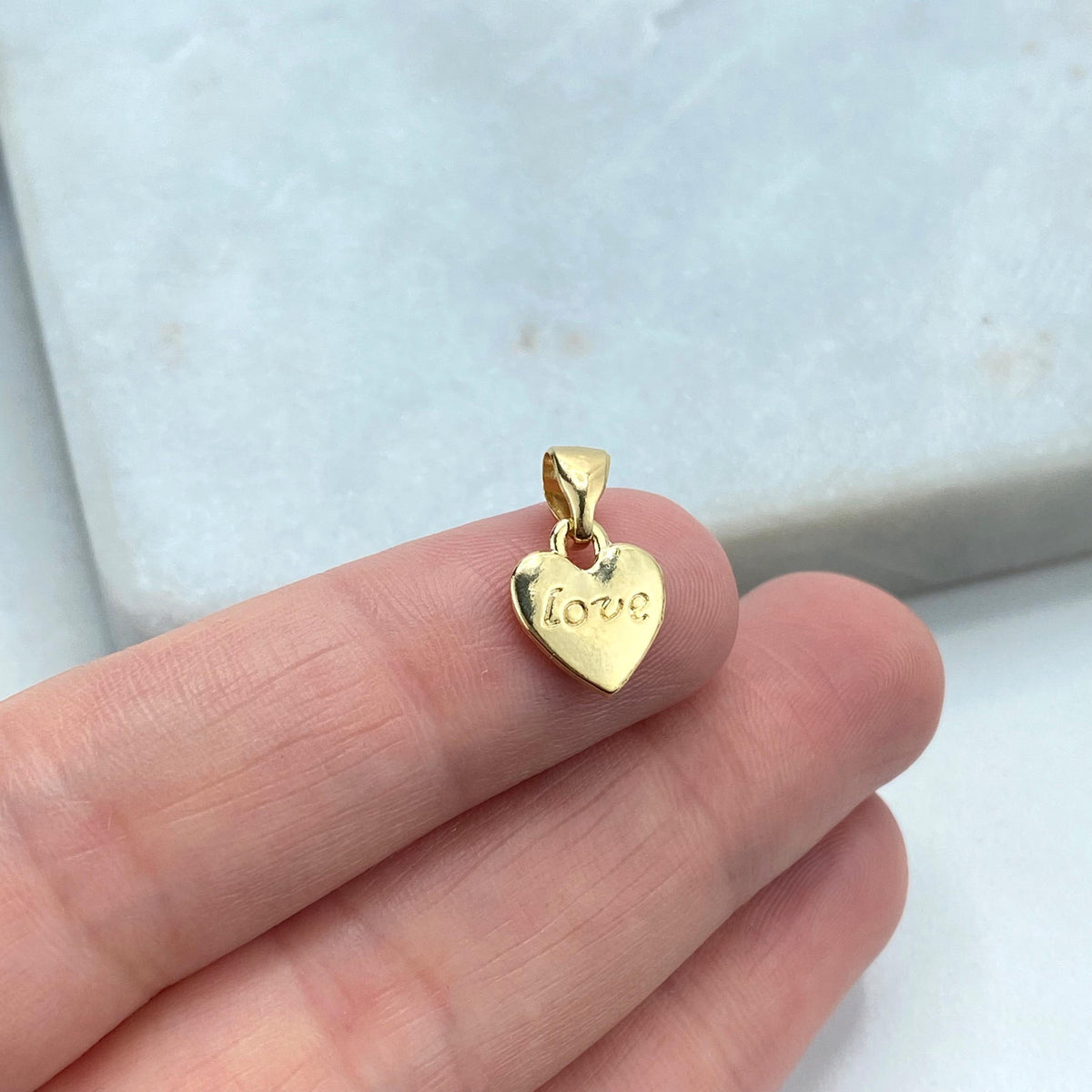 18k Gold Filled Tiny Heart Charm with "Love" Inscription, Romantic and Delicate, Ideal for DIY Projects, Heart Charm, Wholesale Jewelry