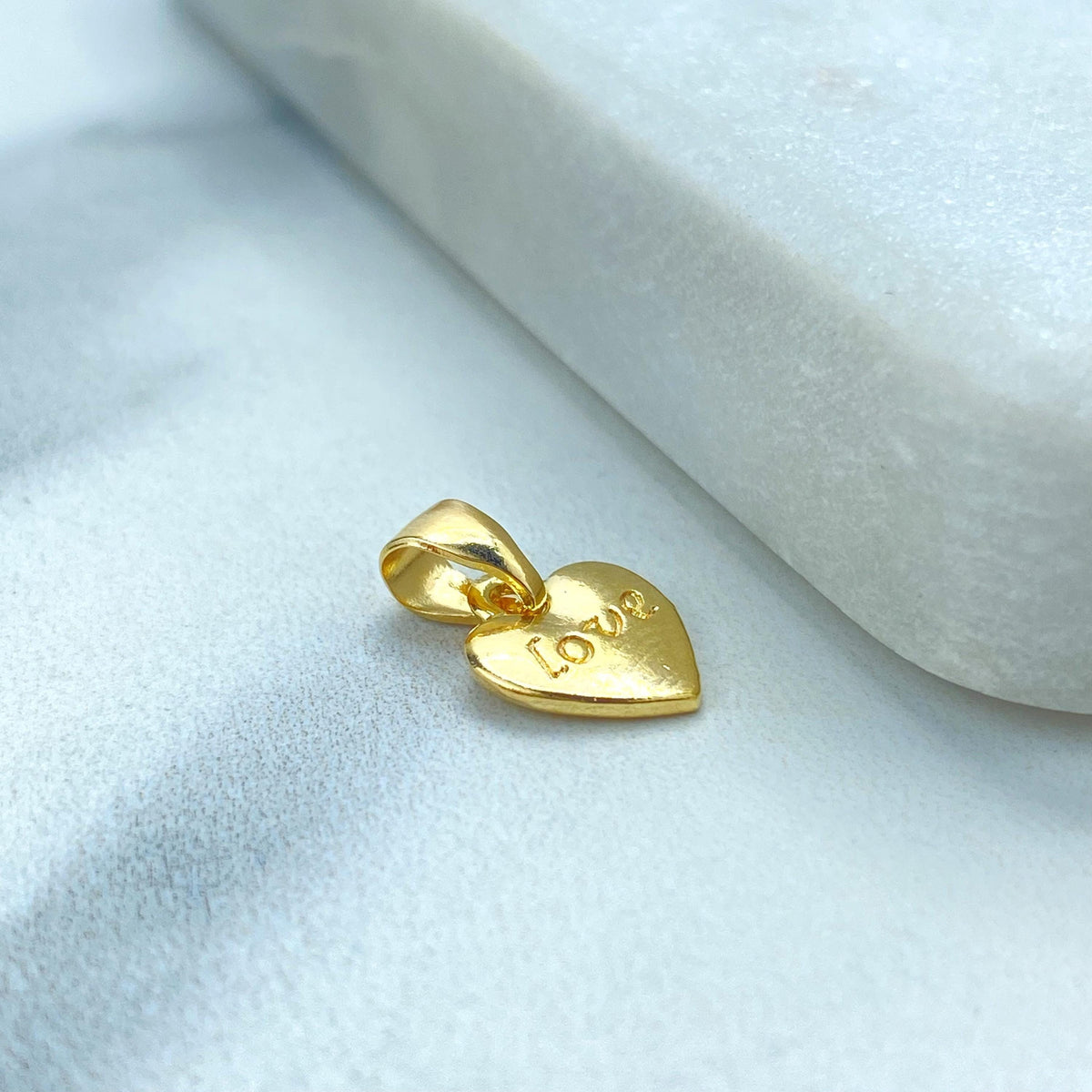 18k Gold Filled Tiny Heart Charm with "Love" Inscription, Romantic and Delicate, Ideal for DIY Projects, Heart Charm, Wholesale Jewelry