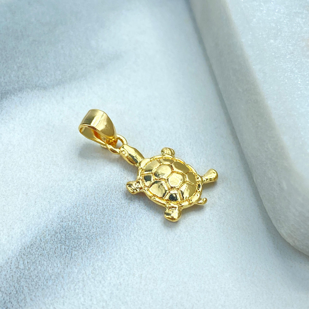 18k Gold-Filled Turtle Charm with Textured Shell Design, Symbolizing Longevity and Wisdom, For DIY Jewelry Creations, Wholesale Jewelry