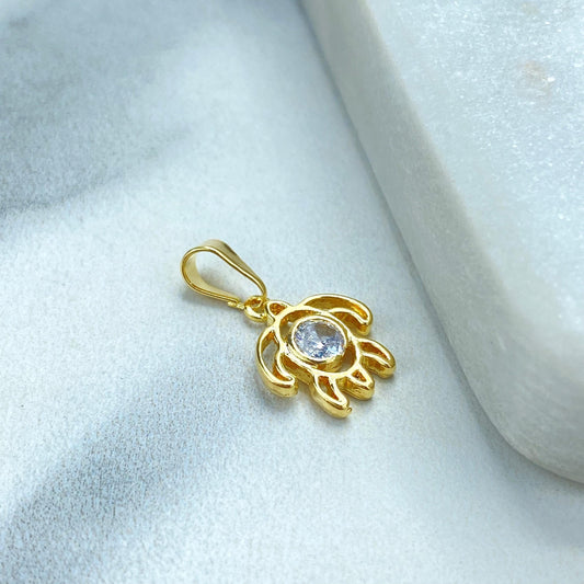 18k Gold-Filled Turtle Charm with a Clear CZ Stone, Symbolizing Protection and Wisdom, Perfect for DIY Jewelry Creations, Wholesale Jewelry