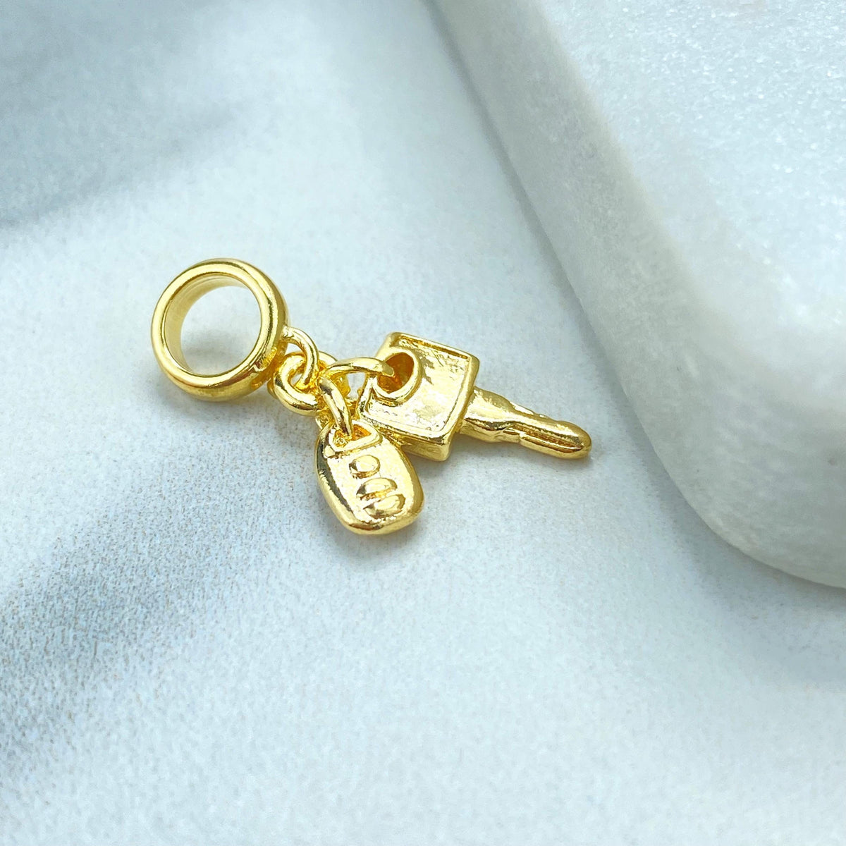 18k Gold Filled Car Alarm Key and Lock Charm, Symbolizing Security and Modernity, Perfect for DIY Jewelry Creations, Wholesale Jewelry