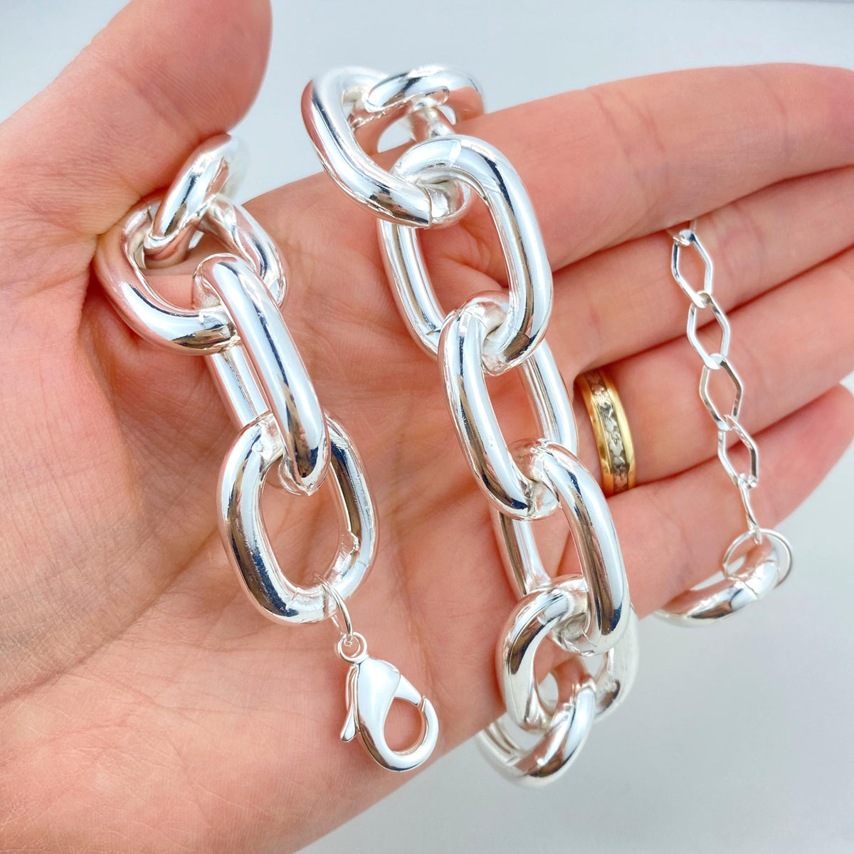 Silver Filled 20mm with Extender, Chunky Chain Choker or Bracelet, Wholesale Jewelry Making Supplies