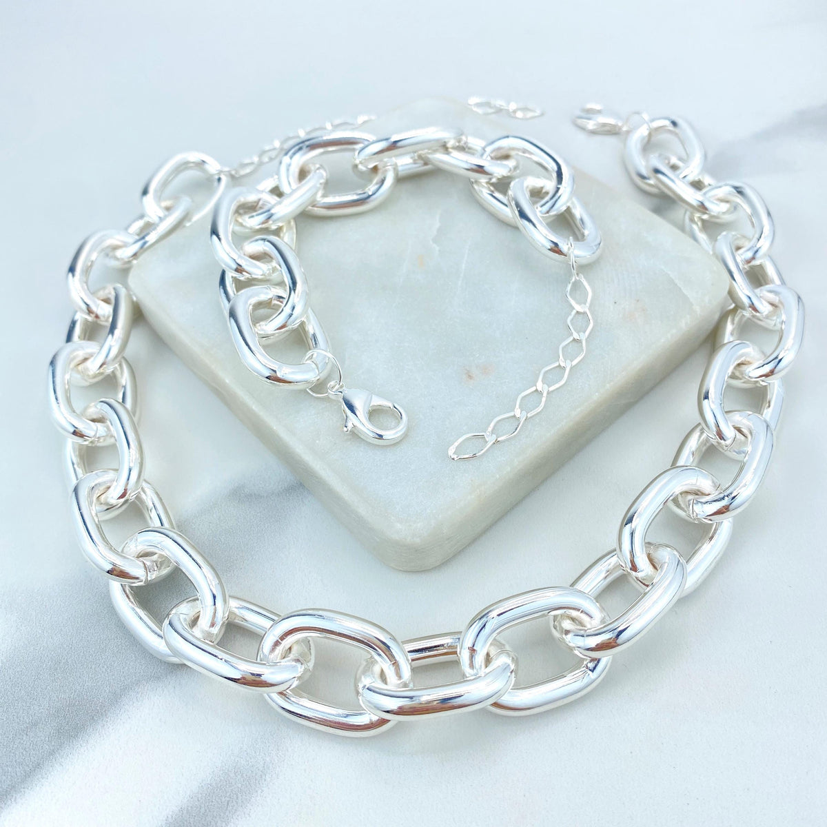 Silver Filled 20mm with Extender, Chunky Chain Choker or Bracelet, Wholesale Jewelry Making Supplies