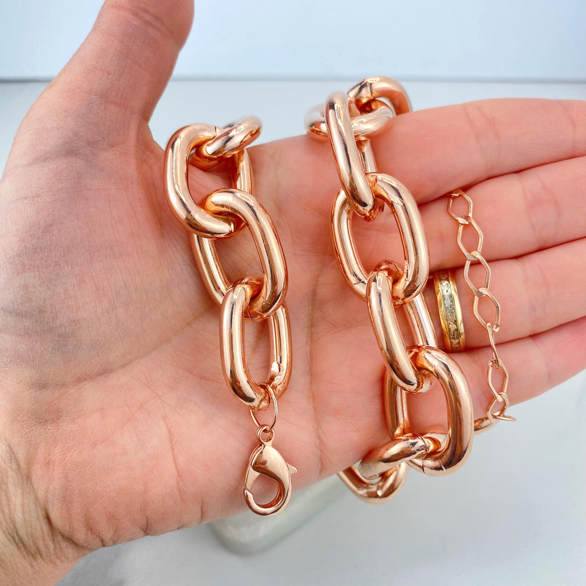 Rose Gold Filled 20mm with Extender, Chunky Chain Choker or Bracelet, Wholesale Jewelry Making Supplies