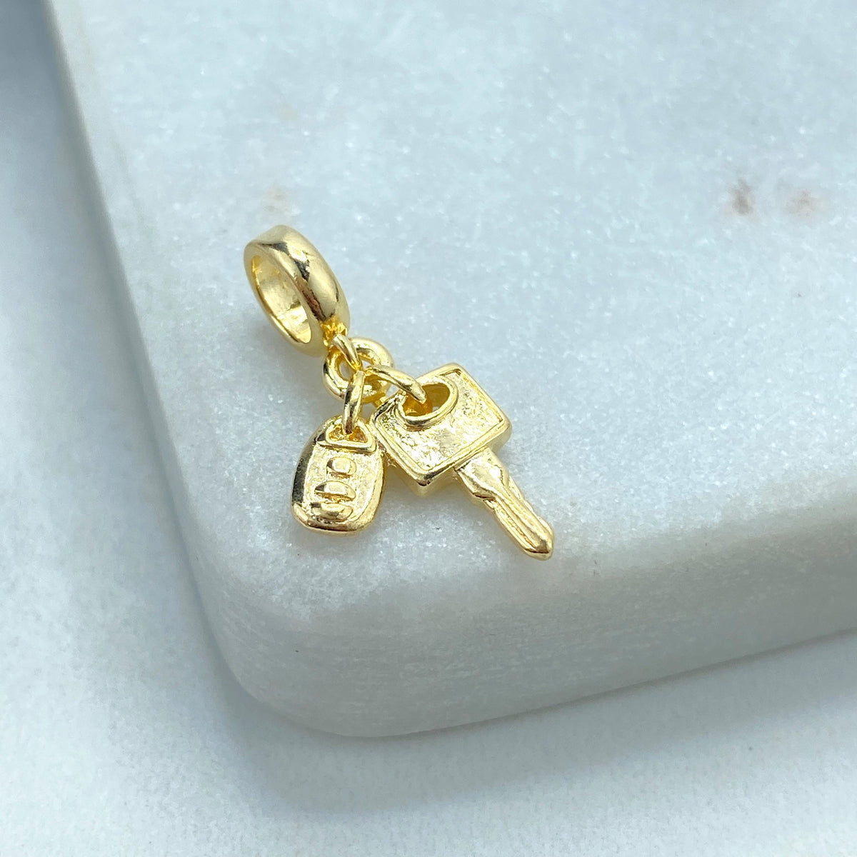 18k Gold Filled Car Alarm Key and Lock Charm, Symbolizing Security and Modernity, Perfect for DIY Jewelry Creations, Wholesale Jewelry