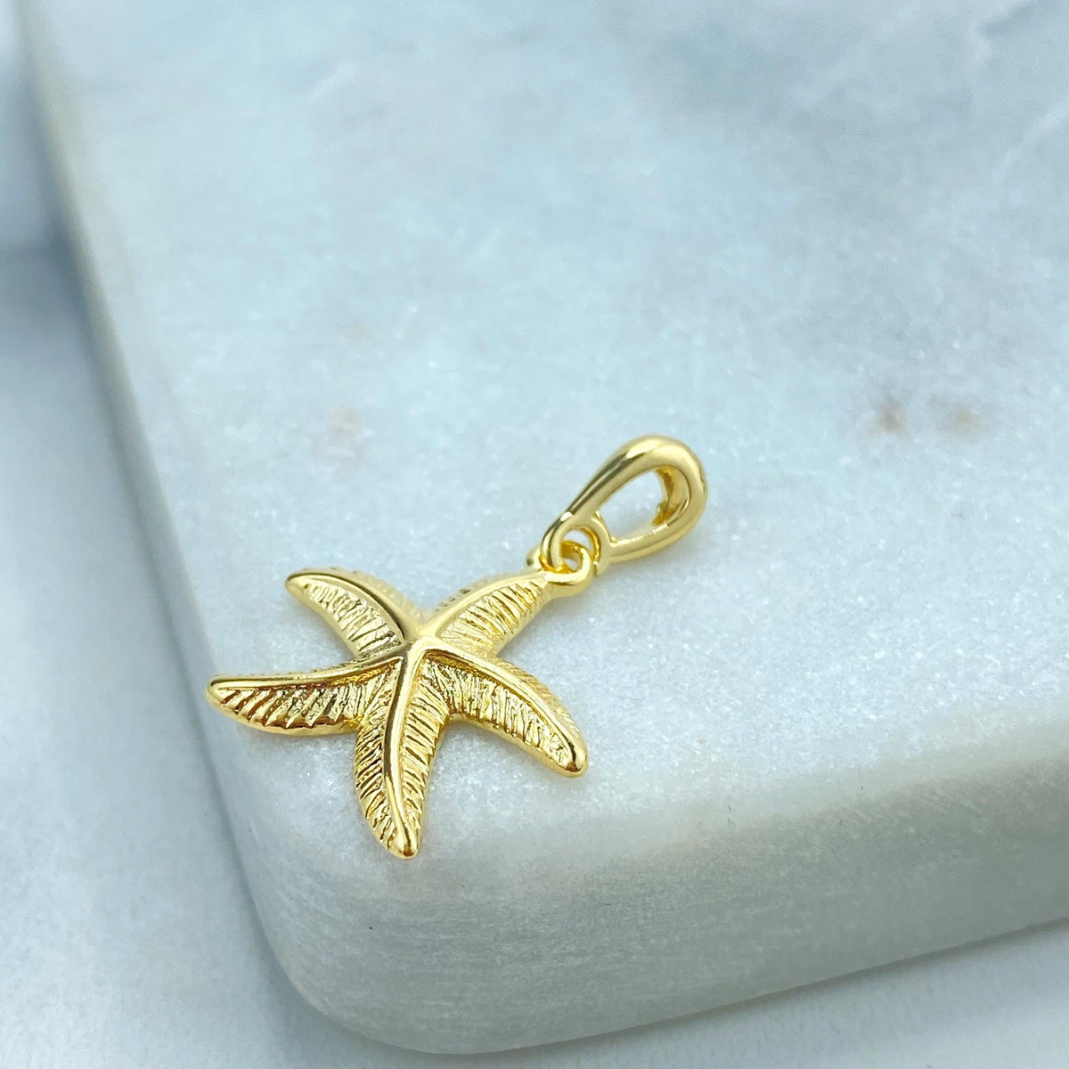 18k Gold-Filled Starfish Charm with Textured Details, Symbolizing Renewal and Guidance, Perfect for DIY Jewelry Creations, Wholesale Jewelry