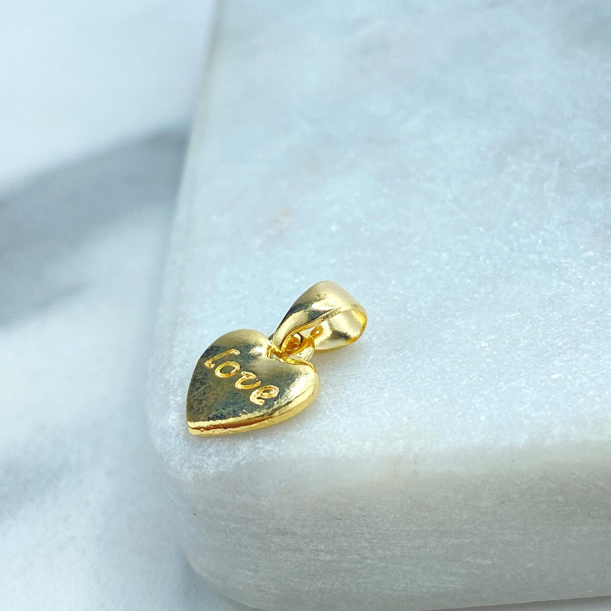 18k Gold Filled Tiny Heart Charm with "Love" Inscription, Romantic and Delicate, Ideal for DIY Projects, Heart Charm, Wholesale Jewelry