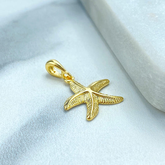 18k Gold-Filled Starfish Charm with Textured Details, Symbolizing Renewal and Guidance, Perfect for DIY Jewelry Creations, Wholesale Jewelry