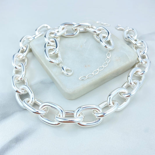 Silver Filled 20mm with Extender, Chunky Chain Choker or Bracelet, Wholesale Jewelry Making Supplies