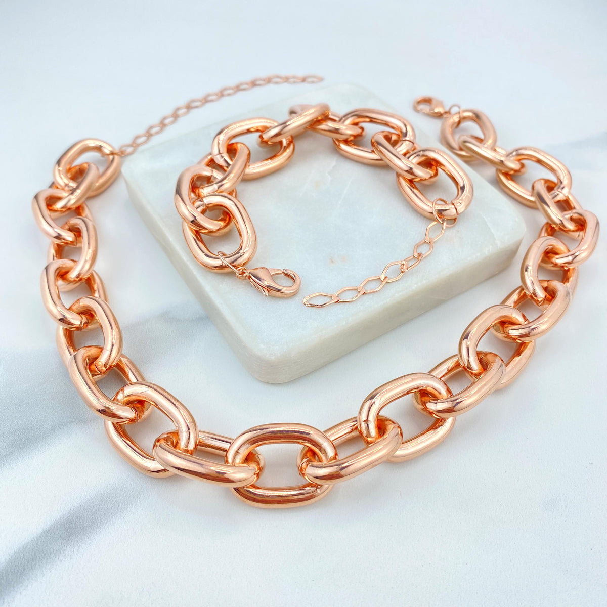 Rose Gold Filled 20mm with Extender, Chunky Chain Choker or Bracelet, Wholesale Jewelry Making Supplies