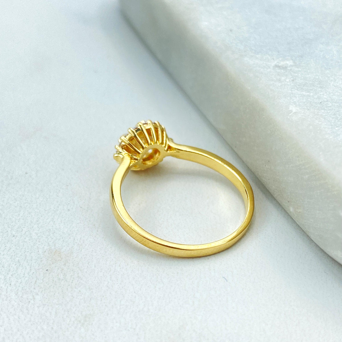 18k Gold Filled Wedding Ring, Engagement Ring, Clear Cubic Zirconia Solitaire Ring, Halo Ring, Wholesale Jewelry