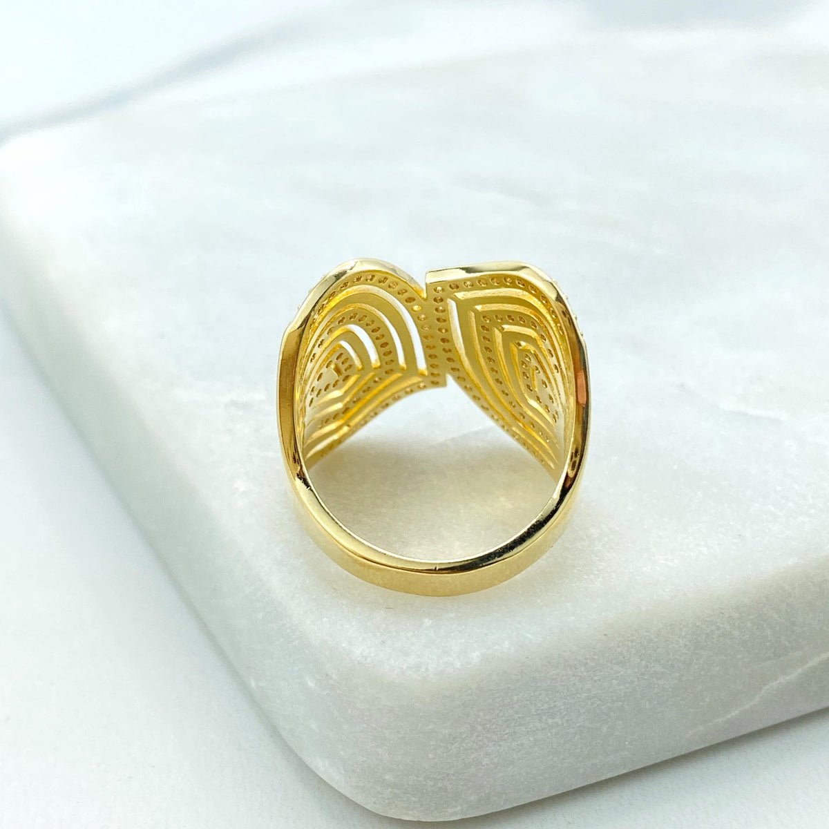 18k Gold Filled Micro Cubic Zirconia Orbital Ring, Micro Pave Cubic Zirconia Geometric Ring, Cocktail Ring, Wholesale Jewelry