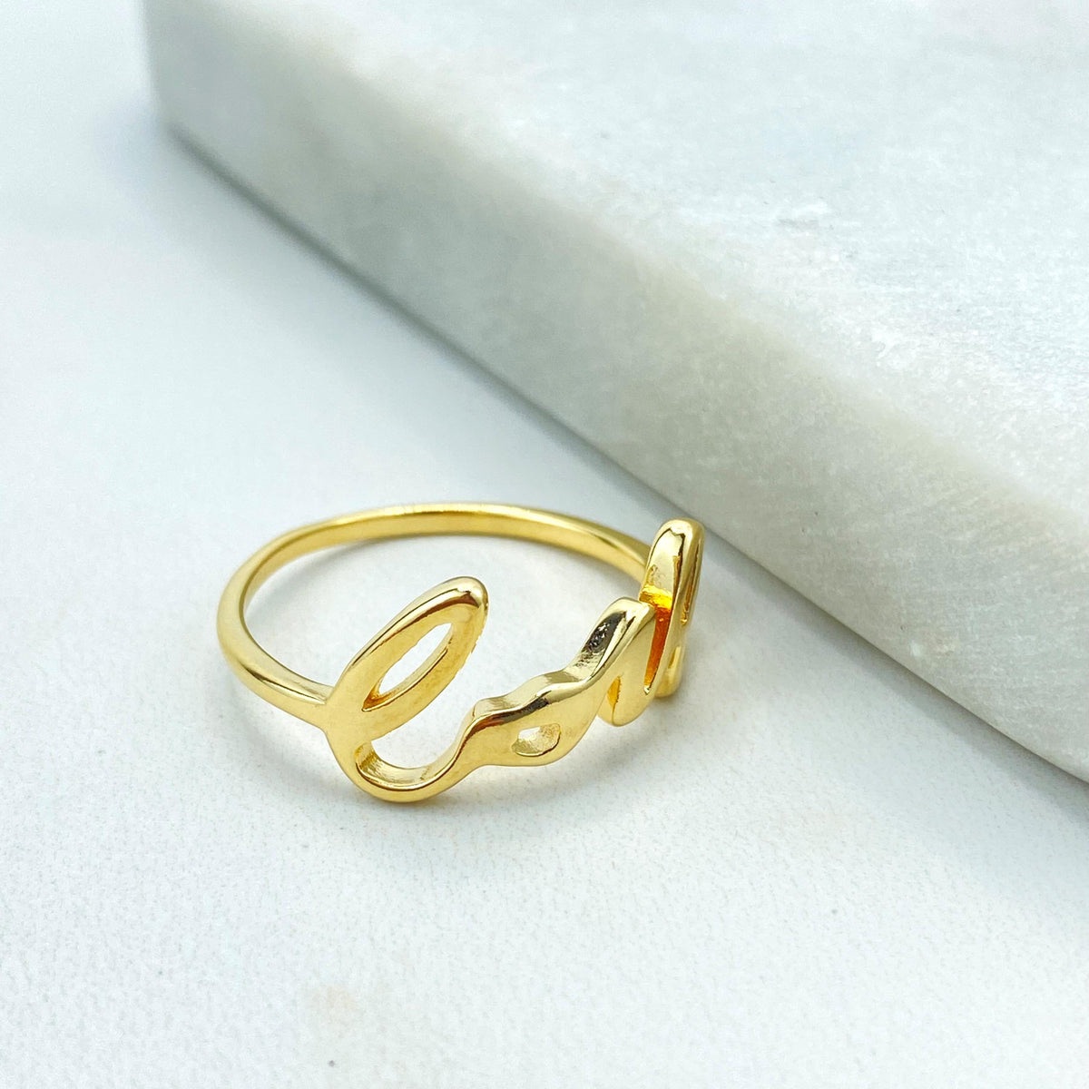 18k Gold Filled Script Love Ring, Statement Love Ring, Love Band Ring, Ring Love Letter, Valentines Day Gift for her, Wholesale Jewelry