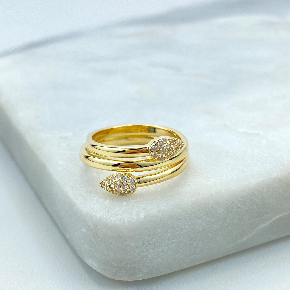 18k Gold Filled Wrap Ring with Micro Cubic Zirconia Details, Micro CZ Wave Ring, Climbing Ring with Micro Pave Details, Wholesale Jewelry
