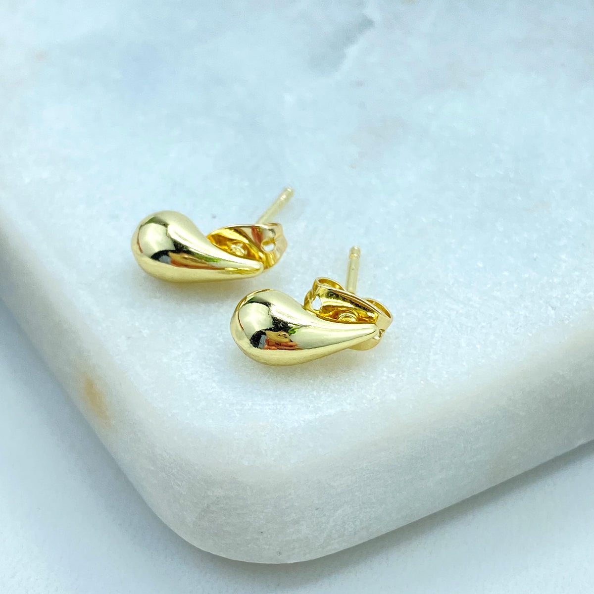18k Gold Filled Gold Dome Earrings, Small Chunky Vintage Drop Earrings, Teardrop Puffed Earrings, Puffed Gold Stud Earrings, Wholesale Jewel