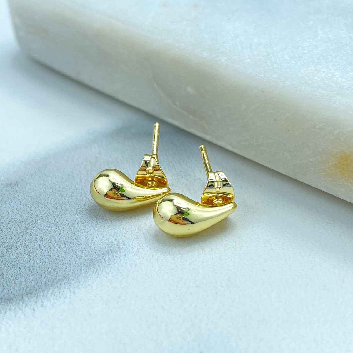 18k Gold Filled Gold Dome Earrings, Small Chunky Vintage Drop Earrings, Teardrop Puffed Earrings, Puffed Gold Stud Earrings, Wholesale Jewel
