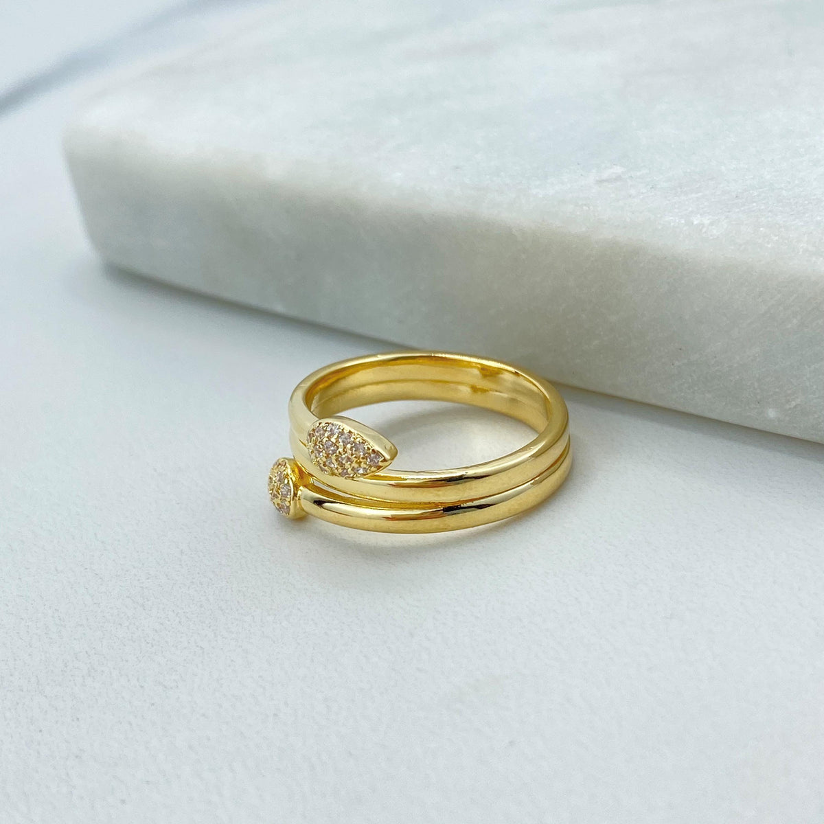 18k Gold Filled Wrap Ring with Micro Cubic Zirconia Details, Micro CZ Wave Ring, Climbing Ring with Micro Pave Details, Wholesale Jewelry