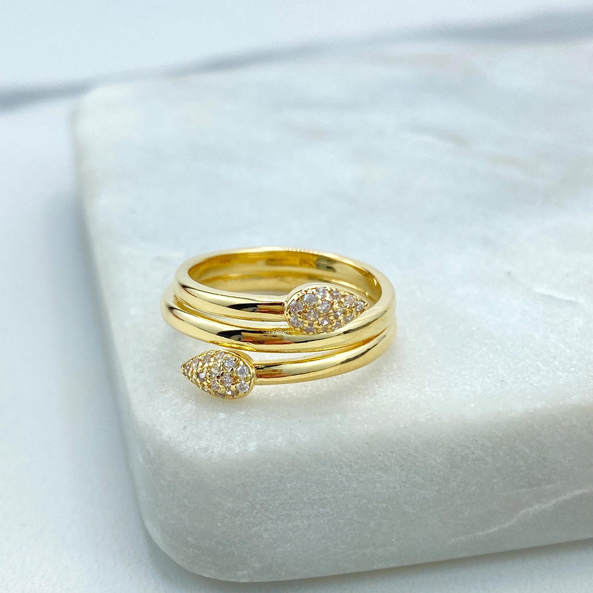 18k Gold Filled Wrap Ring with Micro Cubic Zirconia Details, Micro CZ Wave Ring, Climbing Ring with Micro Pave Details, Wholesale Jewelry
