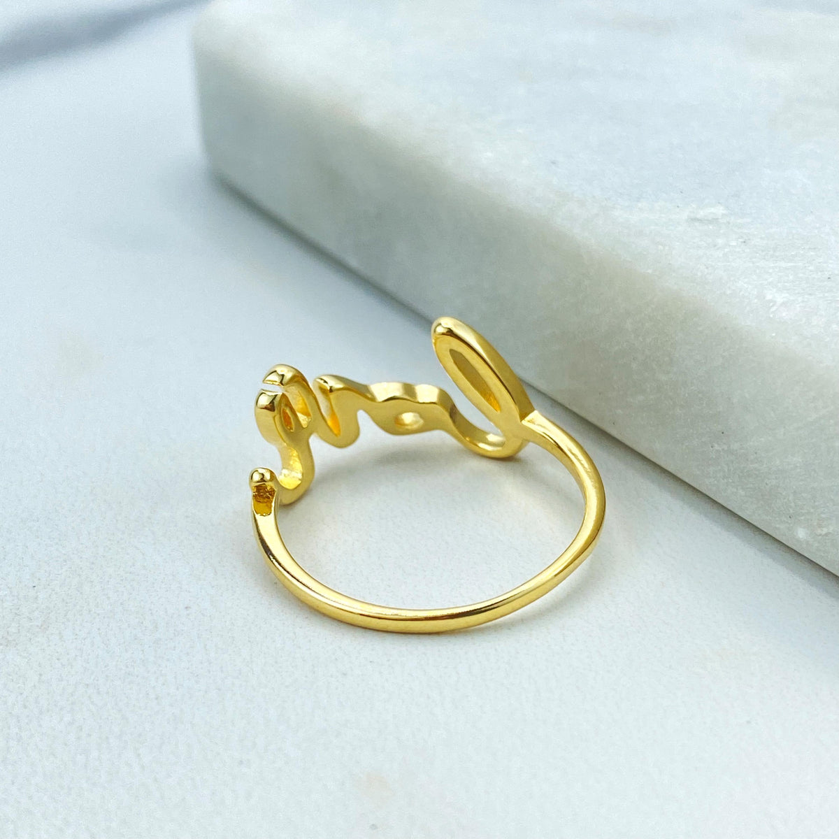 18k Gold Filled Script Love Ring, Statement Love Ring, Love Band Ring, Ring Love Letter, Valentines Day Gift for her, Wholesale Jewelry