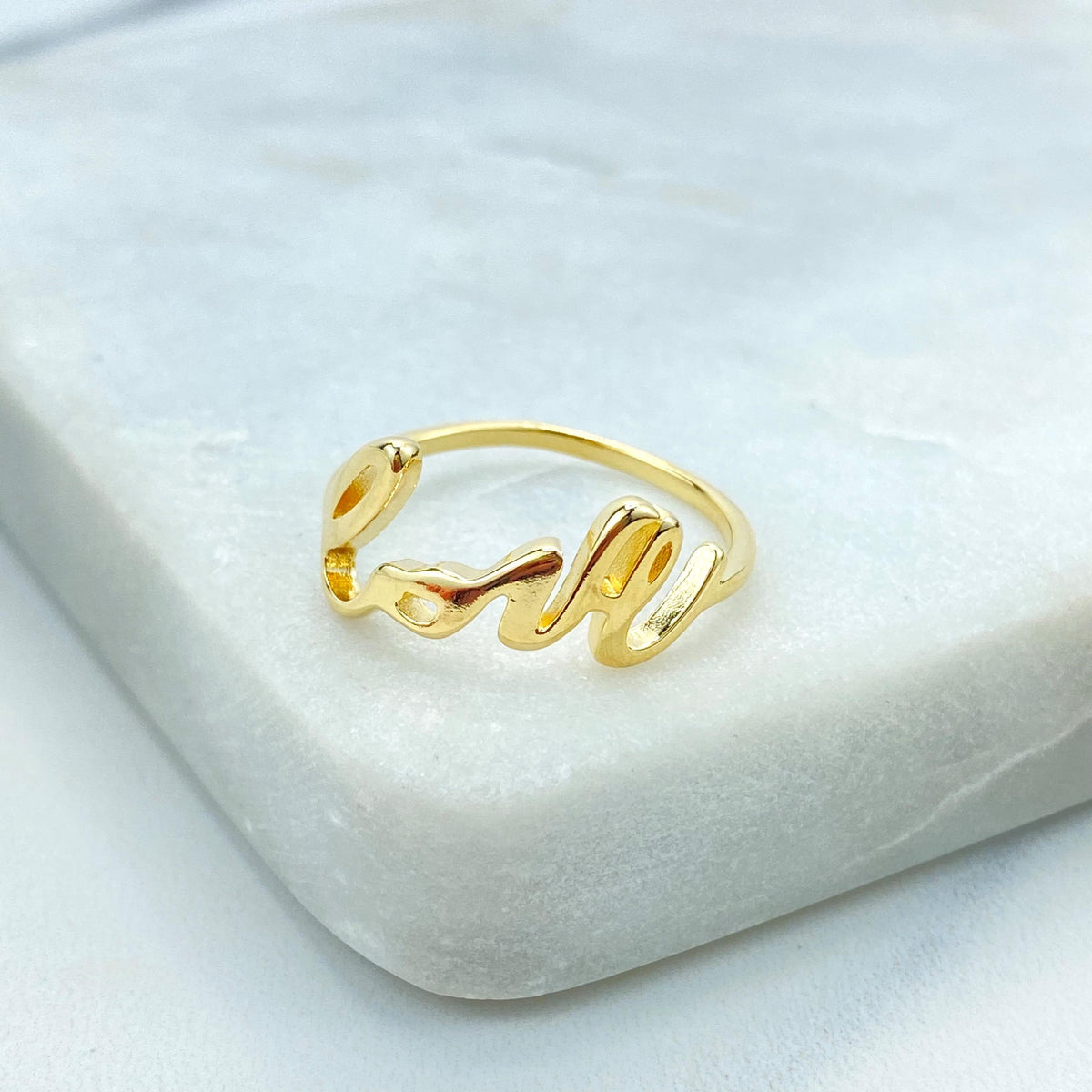 18k Gold Filled Script Love Ring, Statement Love Ring, Love Band Ring, Ring Love Letter, Valentines Day Gift for her, Wholesale Jewelry