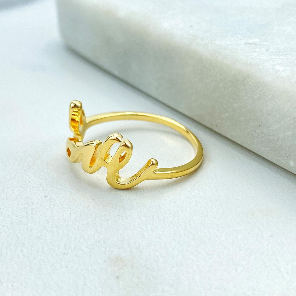 18k Gold Filled Script Love Ring, Statement Love Ring, Love Band Ring, Ring Love Letter, Valentines Day Gift for her, Wholesale Jewelry