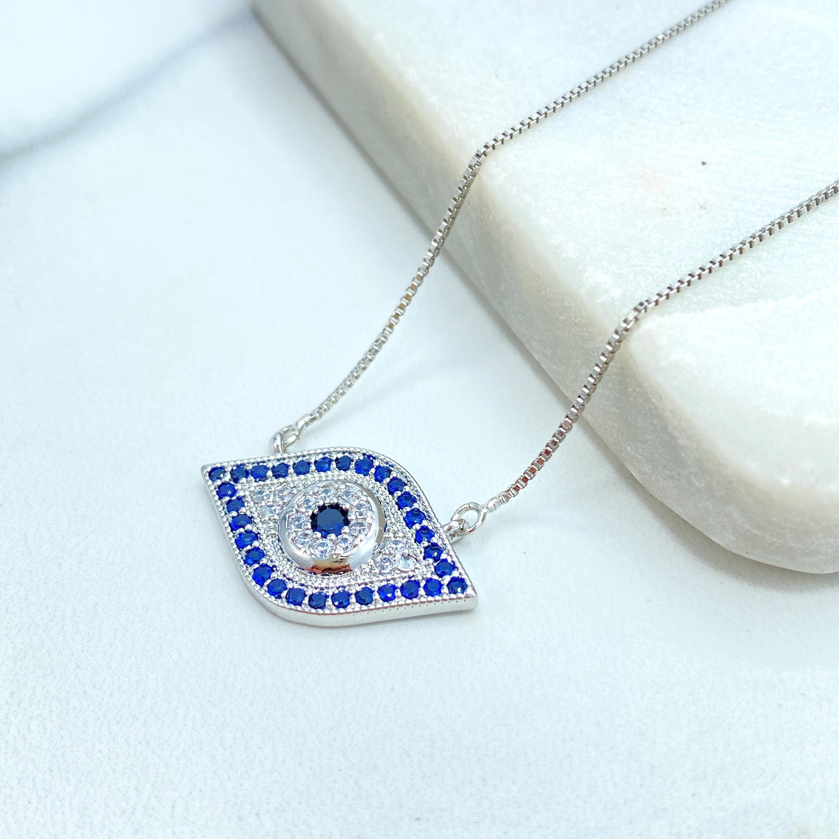 18k Gold Filled or Silver Filled Evil Eye Charm Shape Necklace, Micro CZ Evil Eye Charm Necklace, Protection against the Evil Eye Necklace