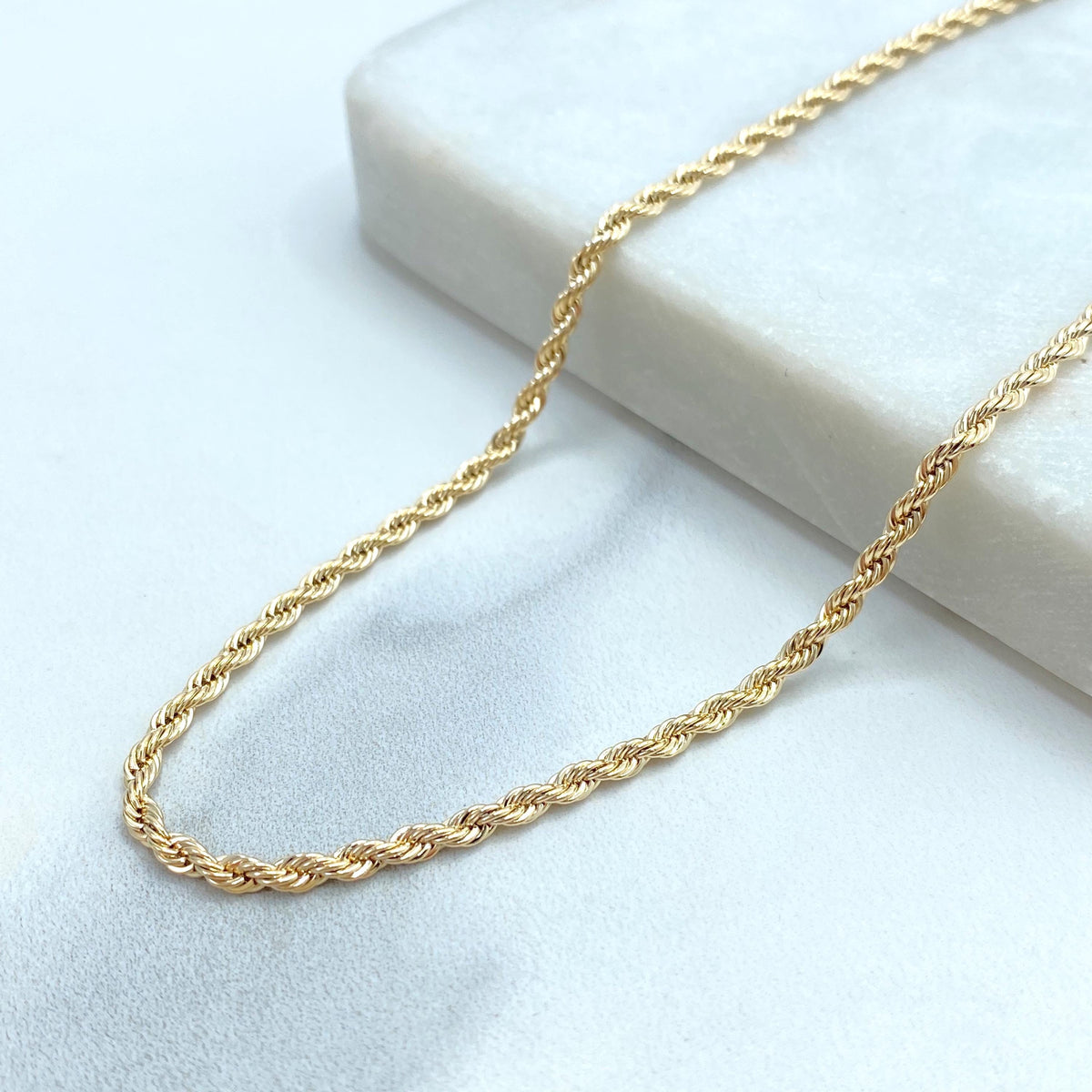 18k Gold Filled 2mm Thin Rope Chain Necklace, with 18 Inches Long and Extender, Dainty Rope Chain for DIY Necklace, Wholesale Prices Jewelry