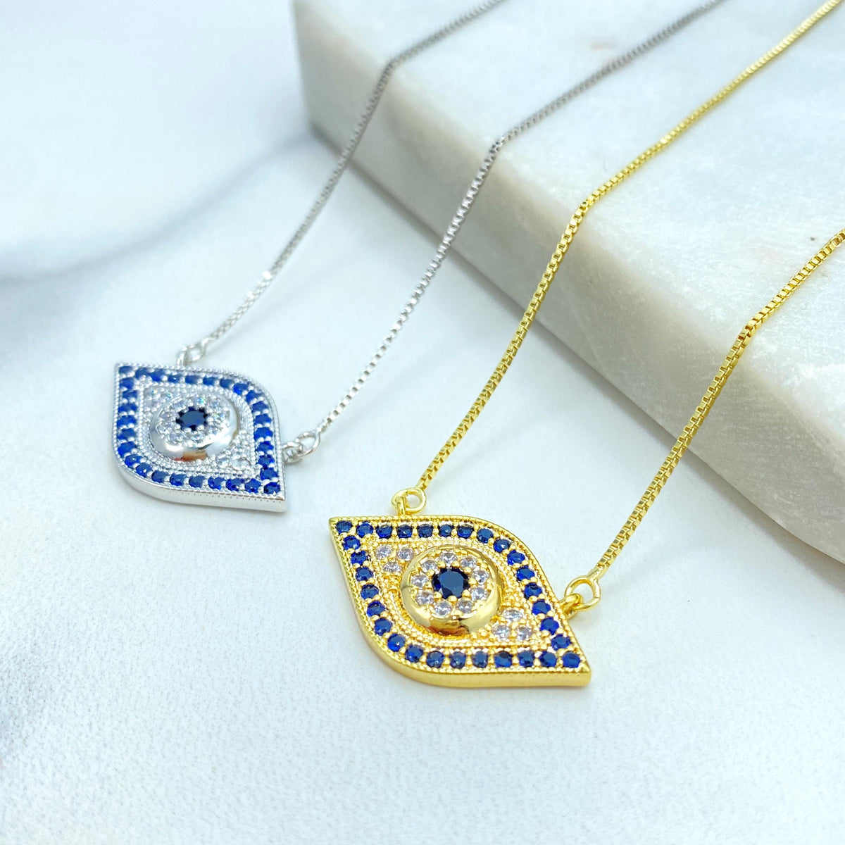 18k Gold Filled or Silver Filled Evil Eye Charm Shape Necklace, Micro CZ Evil Eye Charm Necklace, Protection against the Evil Eye Necklace
