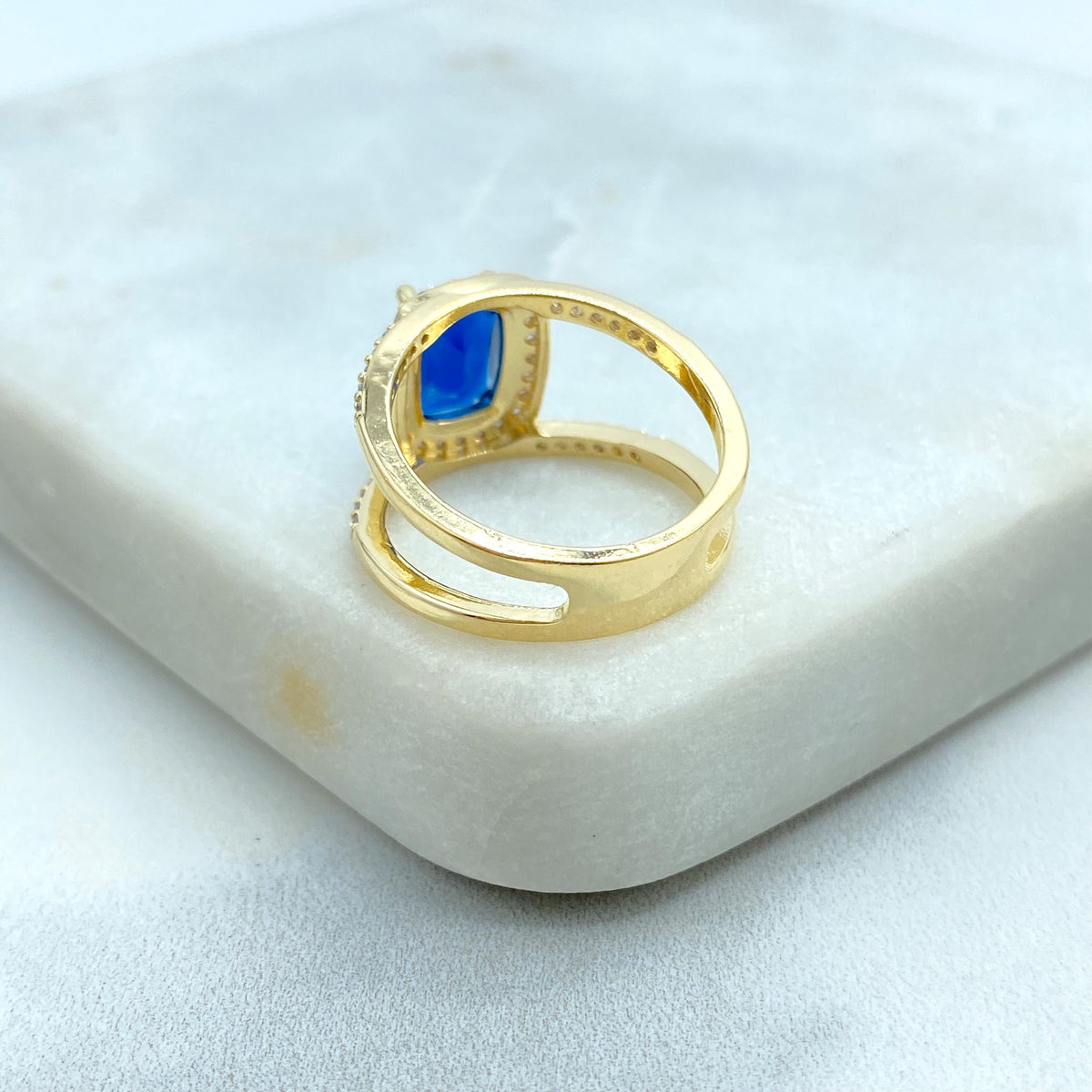 18k Gold Filled Elegant Birthstone-Inspired Cushion Cut Ring, Colorful Stone Ring, Green, Blue, Lavender or Red Color, Wholesale Jewelry