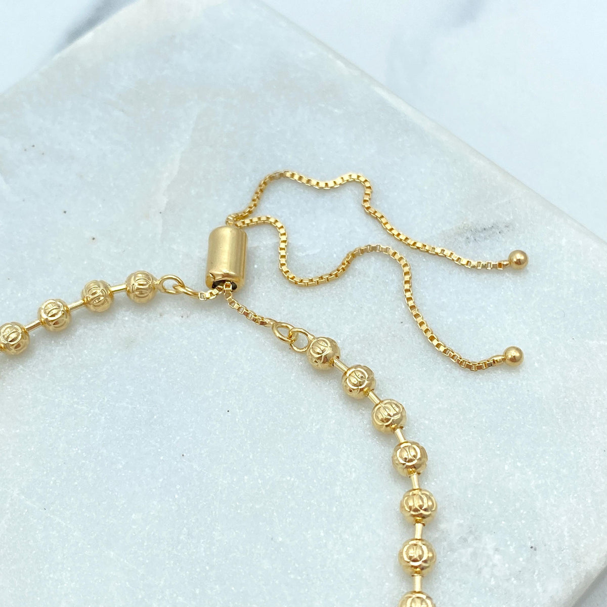 18k Gold Filled Adjustable Bracelet with Textured Gold Beads, Dainty Gold Balls Bracelet, Minimalist Bracelet, Wholesale Jewelry