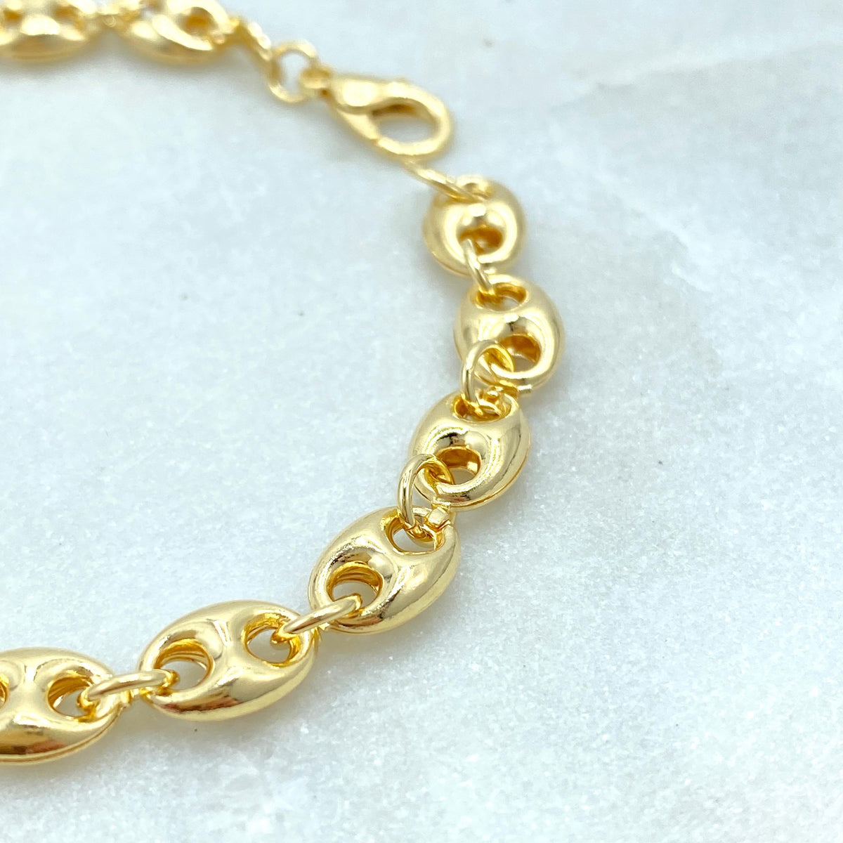 18k Gold Filled 6mm Mariner Anchor Chain, Bracelet, Chunky Link Mariner Chain Linked Bracelet, 7 Inches, Wholesale Jewelry Making Supplies