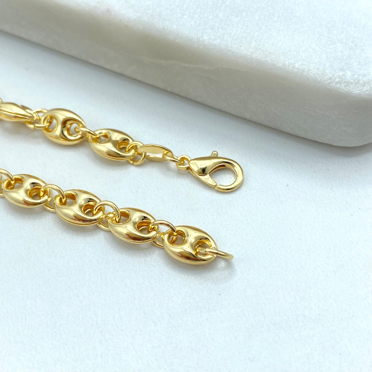 18k Gold Filled 6mm Mariner Anchor Chain, Bracelet, Chunky Link Mariner Chain Linked Bracelet, 7 Inches, Wholesale Jewelry Making Supplies