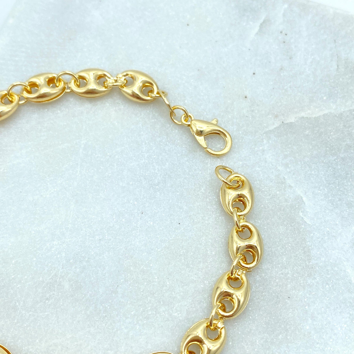 18k Gold Filled 6mm Mariner Anchor Chain, Bracelet, Chunky Link Mariner Chain Linked Bracelet, 7 Inches, Wholesale Jewelry Making Supplies