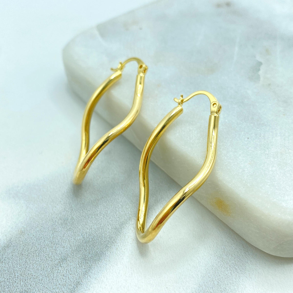18k Gold Filled Irregular Hoop Earrings, Lightweight & Bold Earrings, Modern Sculptural Hoops, 2 Sizes, Wholesale Jewelry