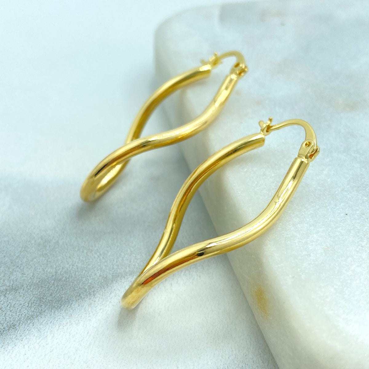 18k Gold Filled Irregular Hoop Earrings, Lightweight & Bold Earrings, Modern Sculptural Hoops, 2 Sizes, Wholesale Jewelry