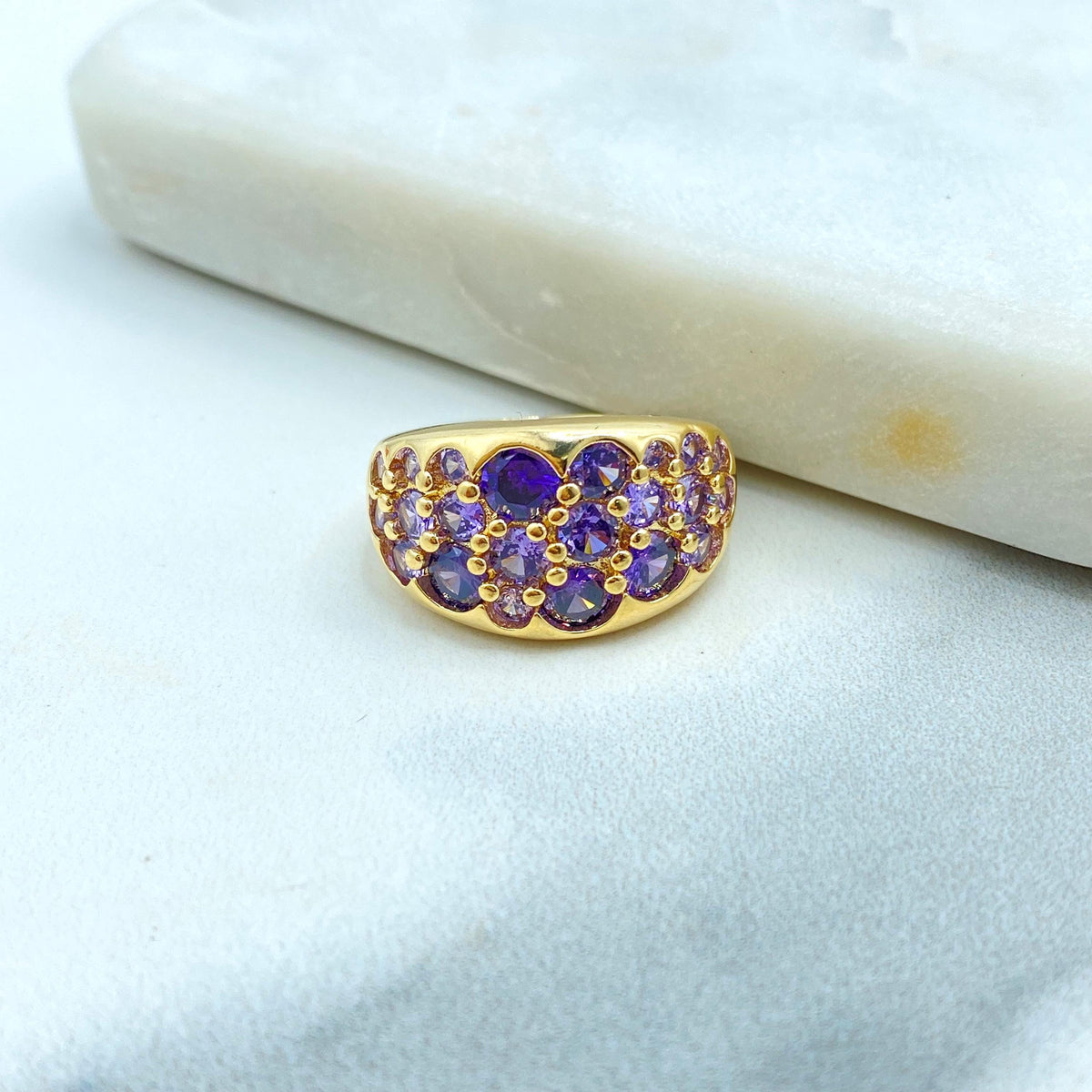 18k Gold Filled Multi Gemstone Ring, Colorful Gemstone Statement Ring, Pink, Purple, Blue or Colored Stones Ring for Wholesale Jewelry