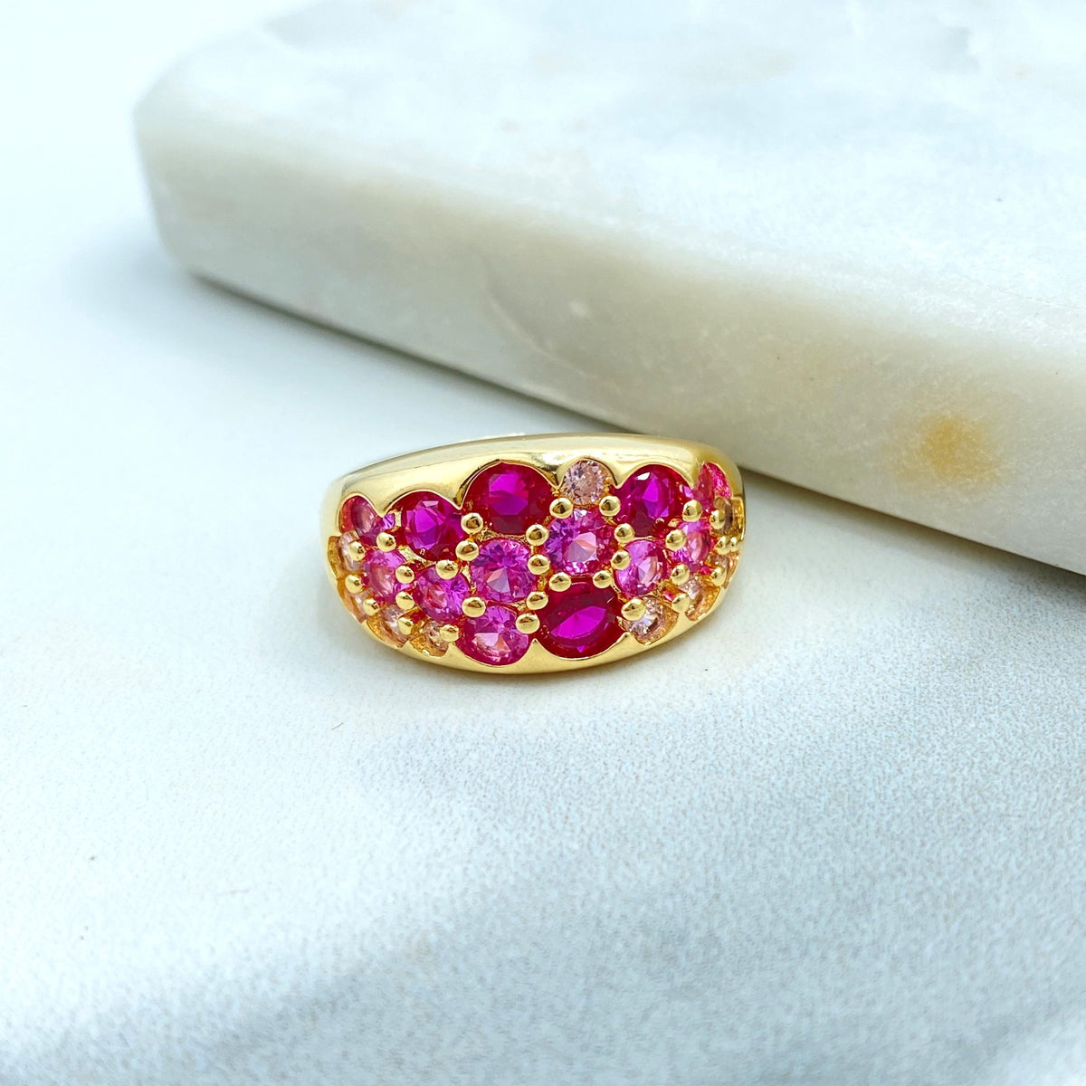 18k Gold Filled Multi Gemstone Ring, Colorful Gemstone Statement Ring, Pink, Purple, Blue or Colored Stones Ring for Wholesale Jewelry