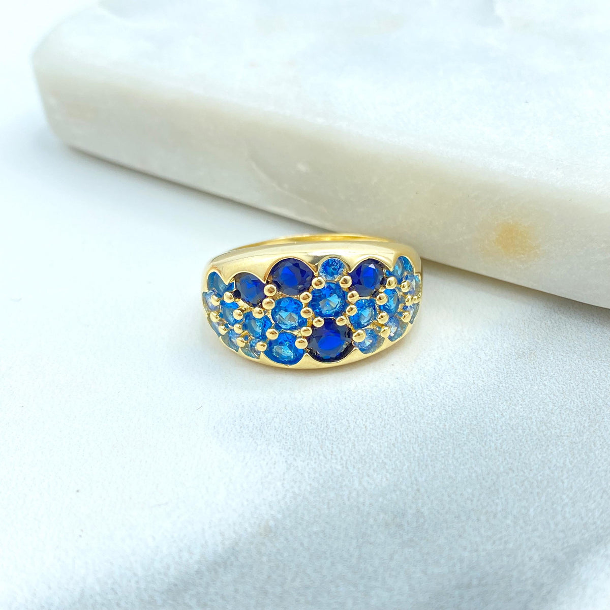 18k Gold Filled Multi Gemstone Ring, Colorful Gemstone Statement Ring, Pink, Purple, Blue or Colored Stones Ring for Wholesale Jewelry