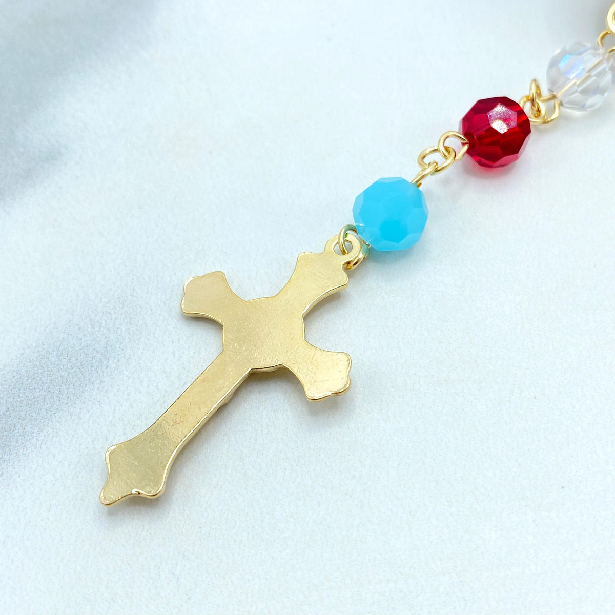 18k Gold Filled Multicolor Beads Rosary with Virgen de Guadalupe Medal, Our Lady of Guadalupe Rosary, "Ruega por Nosotros" Back Medal Rosary