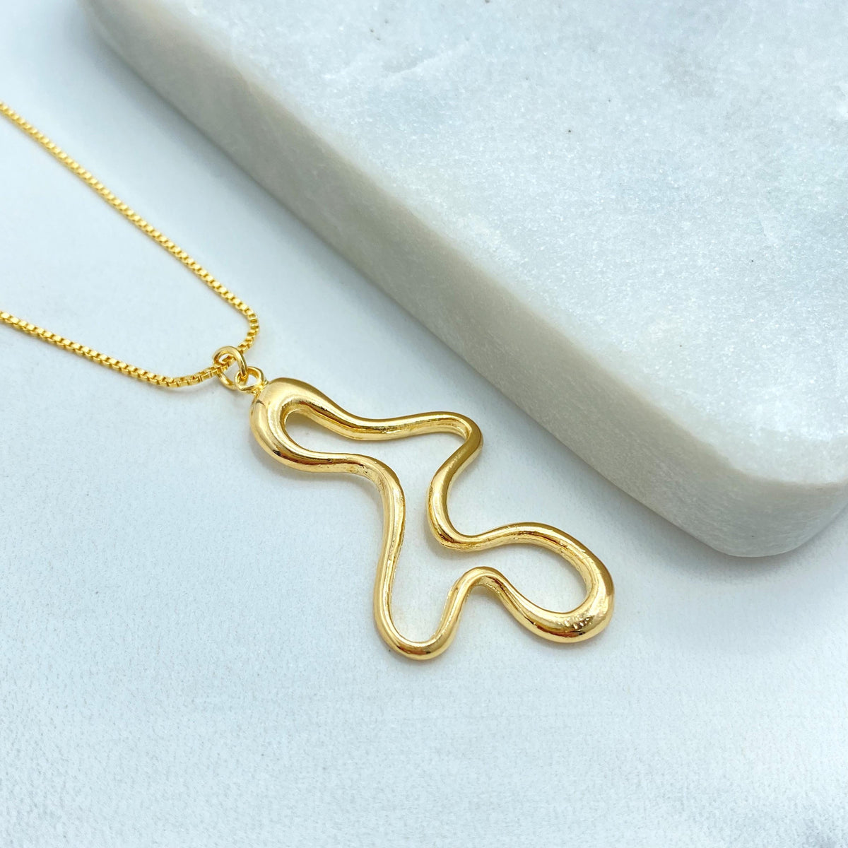 18k Gold Filled Asymmetrical Charm Necklace, Melting Design Charm Necklace, Mismatched Necklace, Slime Drip Necklace, Wholesale Jewelry